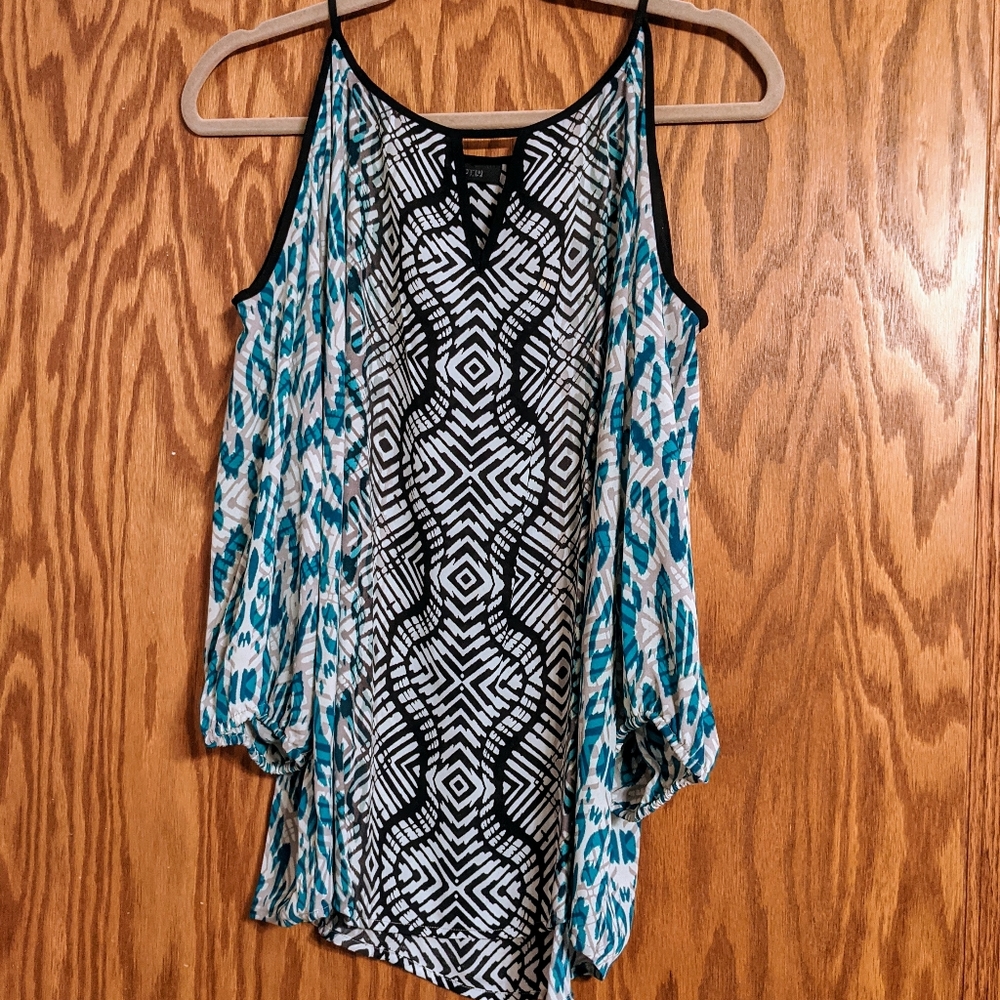 Apt 9 Geometric Print Cold Shoulder Blouse